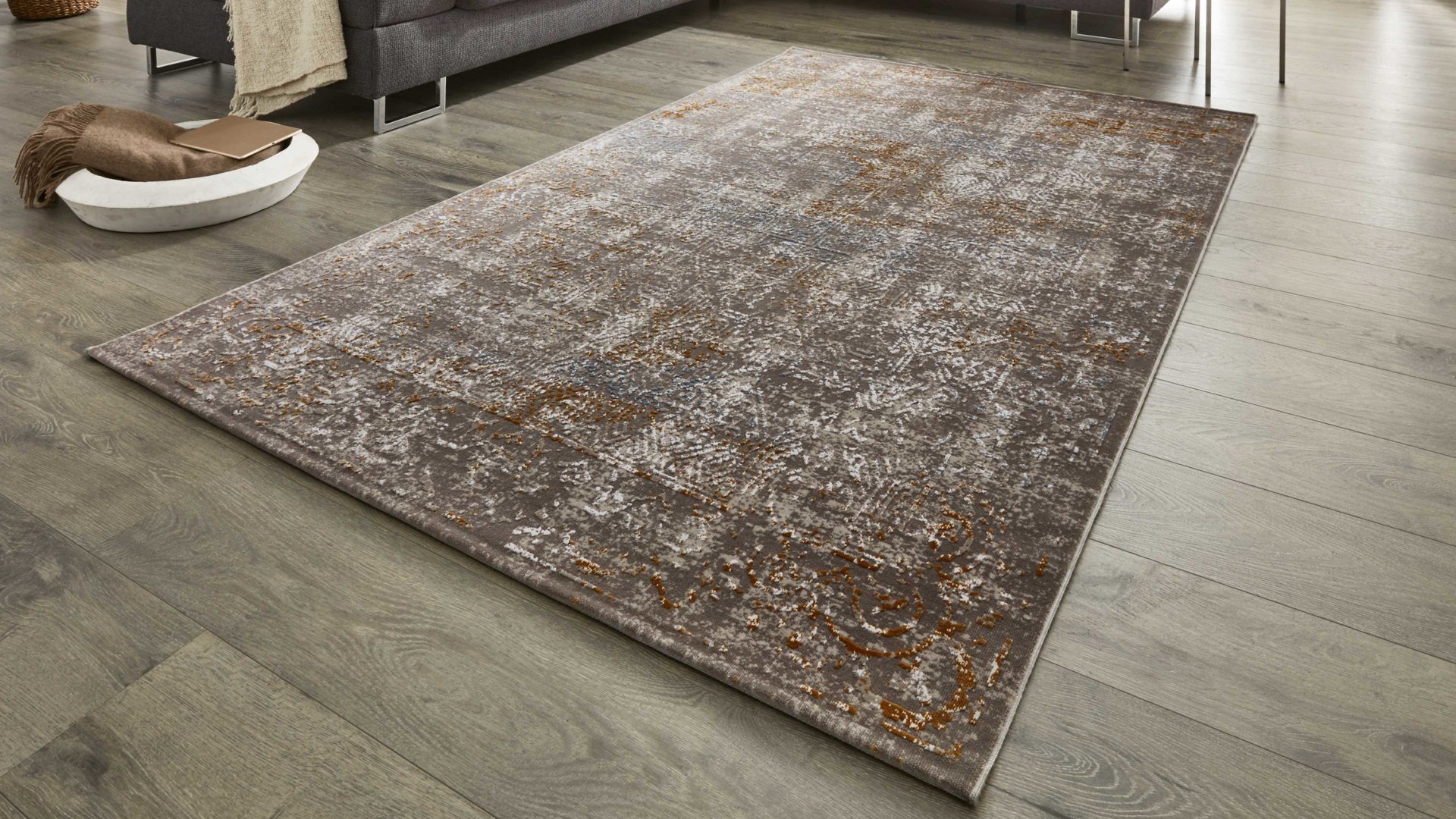 Webteppich Interliving aus Kunstfaser in Braun Interliving Teppich Serie L-8530 cappuccino – ca. 65 x 130 cm