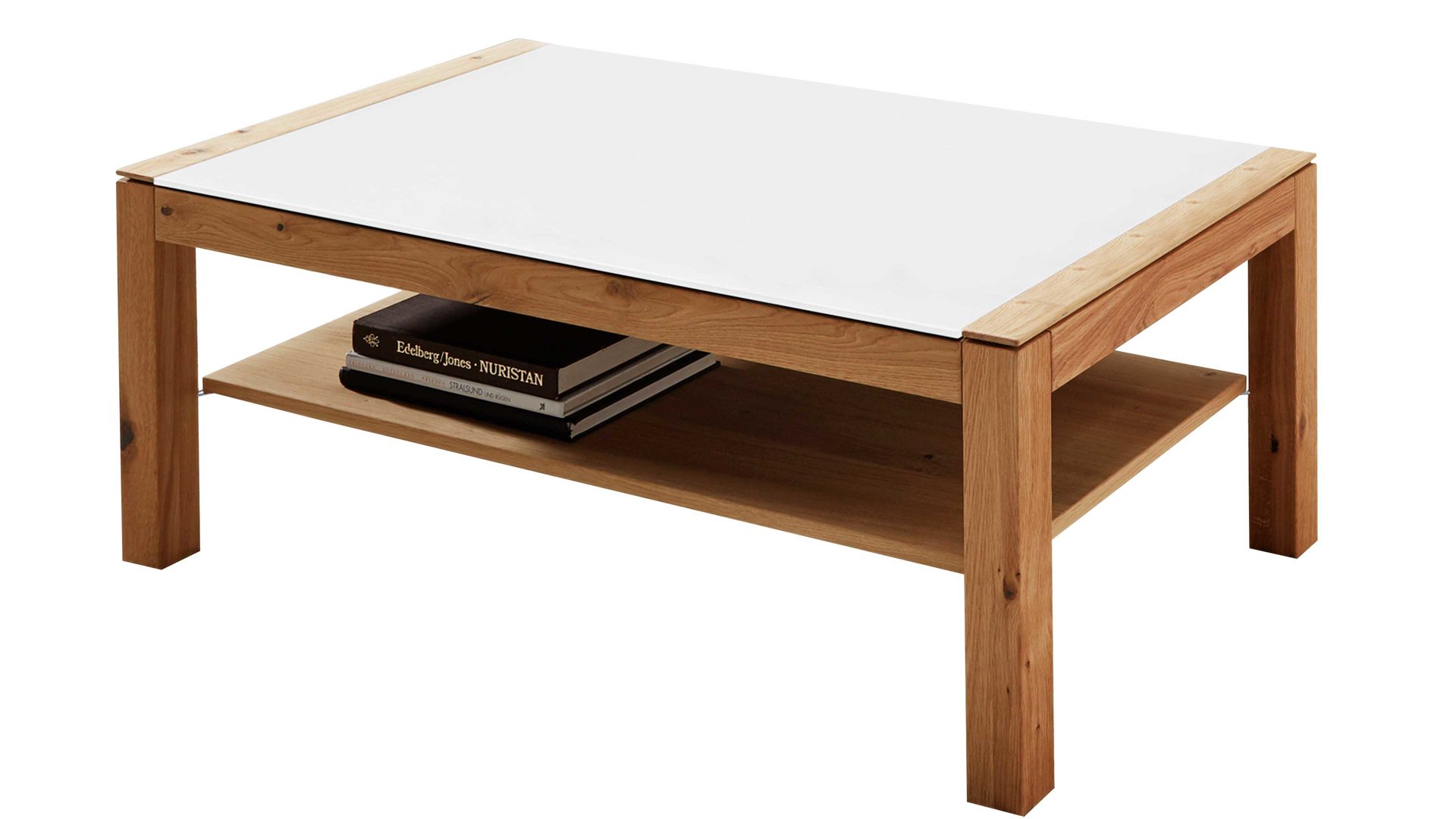 Couchtisch Interliving aus Holz in Weiß Interliving Wohnzimmer Serie 2005 – Couchtisch 117 532 Weiß & Asteiche Bianco – ca. 114 x 64 cm