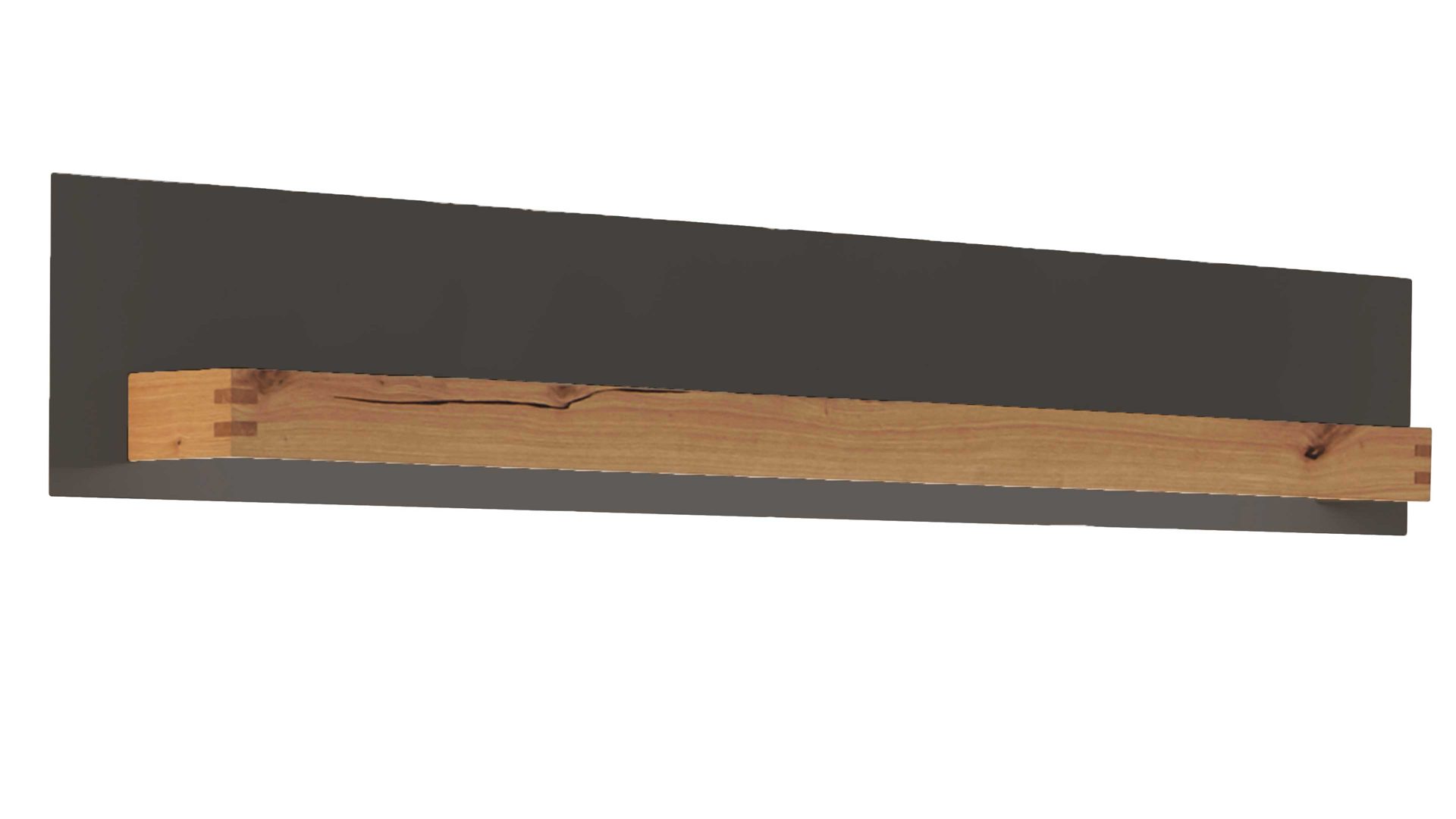 Wandregal Interliving aus Holz in Schwarz Interliving Wohnzimmer Serie 2103 – Wandregal 560731 Schiefer Schwarz & Asteiche – Länge ca. 211 cm