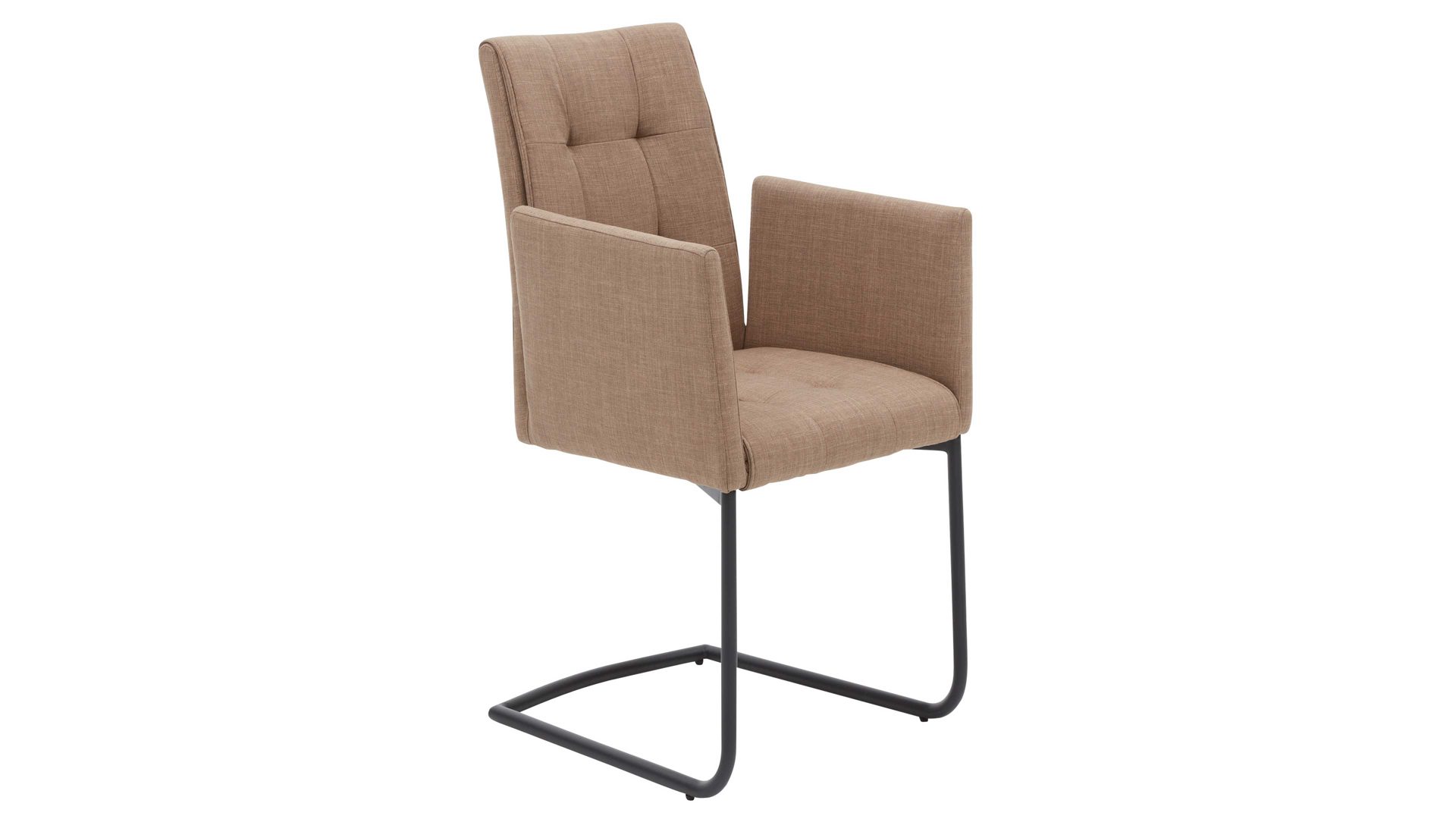 Schwingstuhl Interliving aus Stoff in Beige Interliving Esszimmer Serie 5104 – Armlehn-Schwingstuhl beiger Stoffbezug Khaki & schwarzes Metallgestell