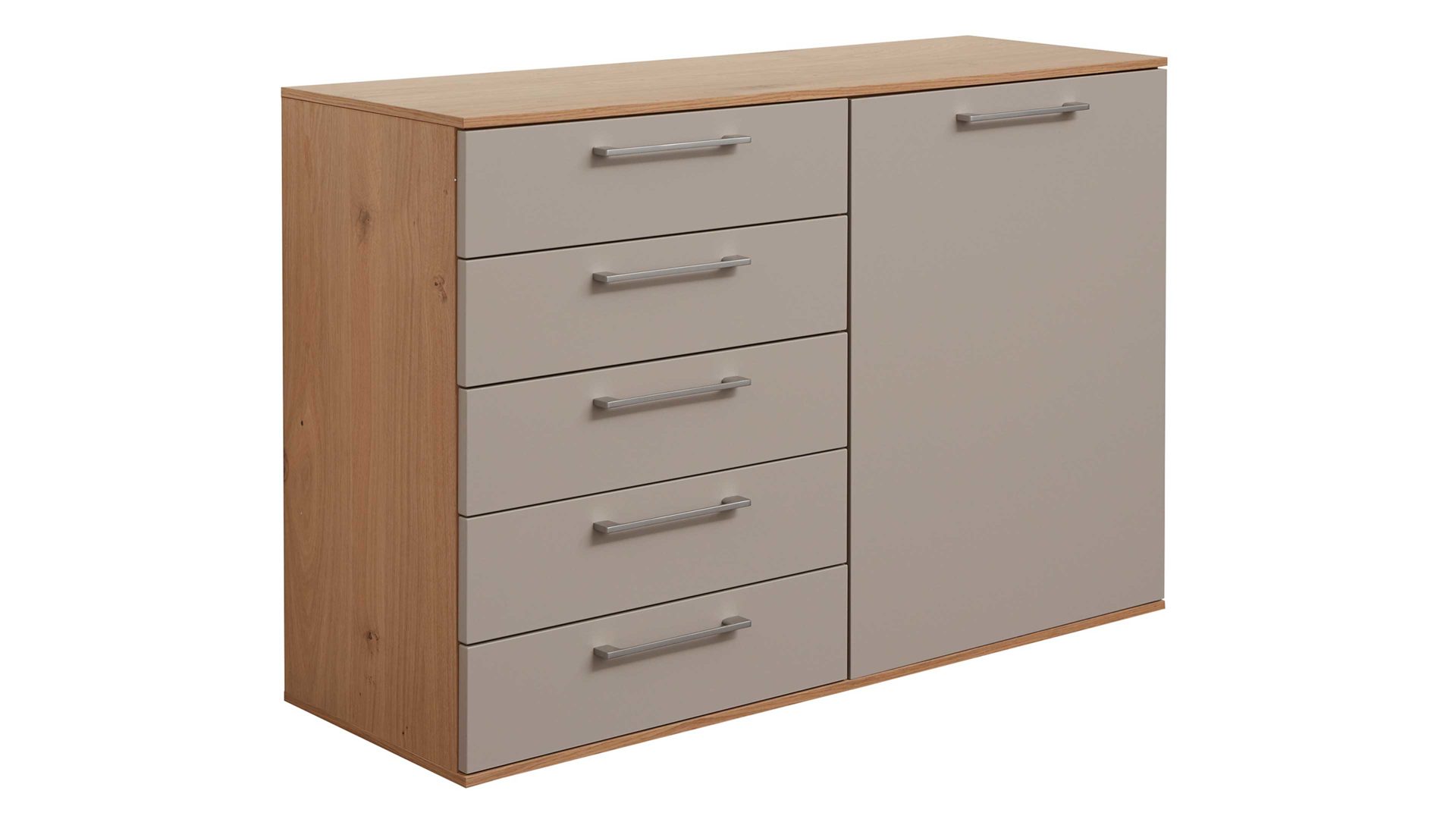 Kombikommode Interliving aus Holz in Braun Interliving Schlafzimmer Serie 1008 – Kombikommode 56026 rechts - Taupe & Balkeneiche