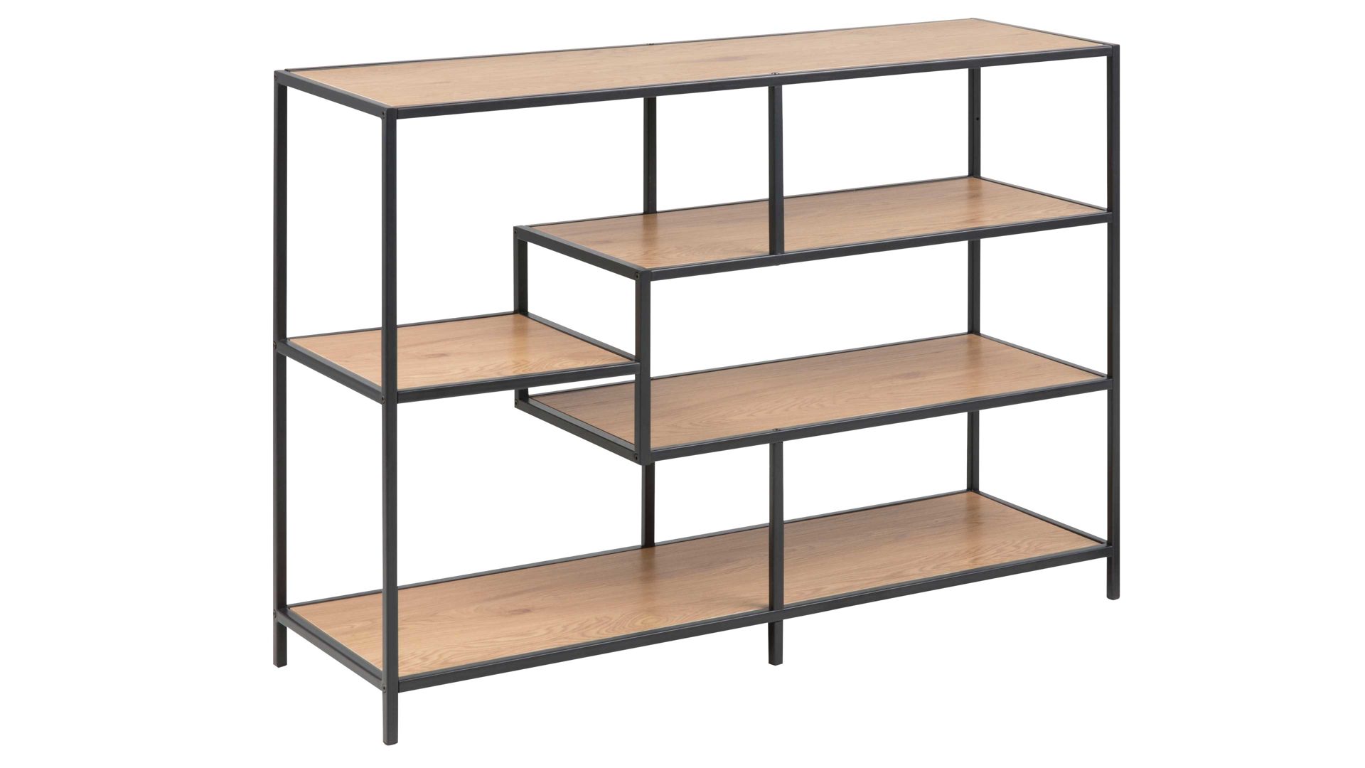 Regal Actona group a/s aus Holz in Holzfarben Regal im Industrielook als Wohnzimmermöbel Wildeiche & Schwarz - ca. 114 x 78 cm