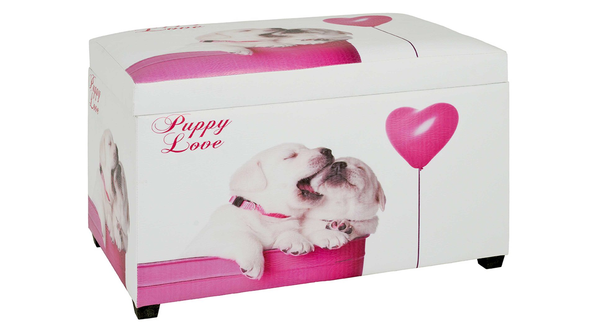 Truhe Haku aus Stoff in Pink Sitztruhe Puppy Love Welpen – ca. 65 x 40 cm