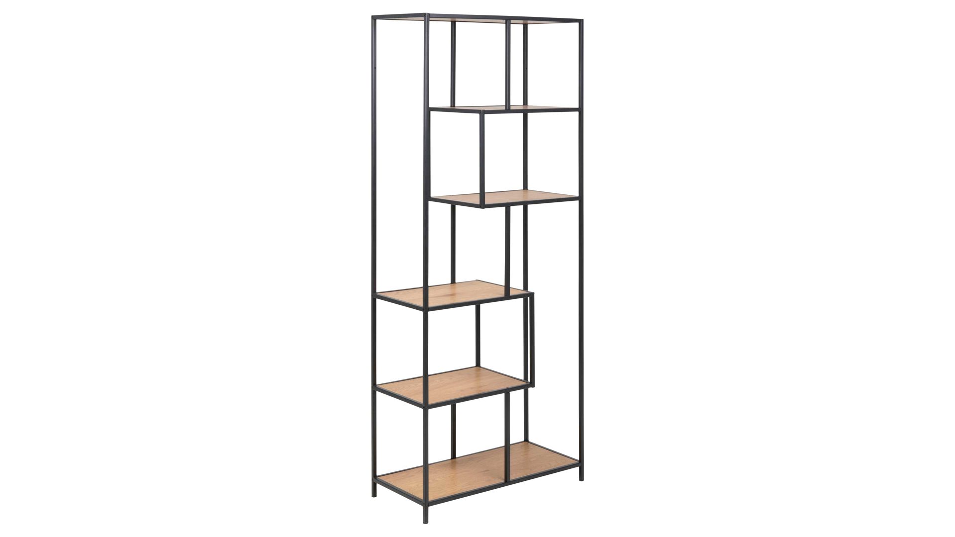 Regal Actona group a/s aus Holz in Holzfarben Regal im Industrielook auch als Flurmöbel einsetzbar Wildeiche & Schwarz – ca. 77 x 185 cm