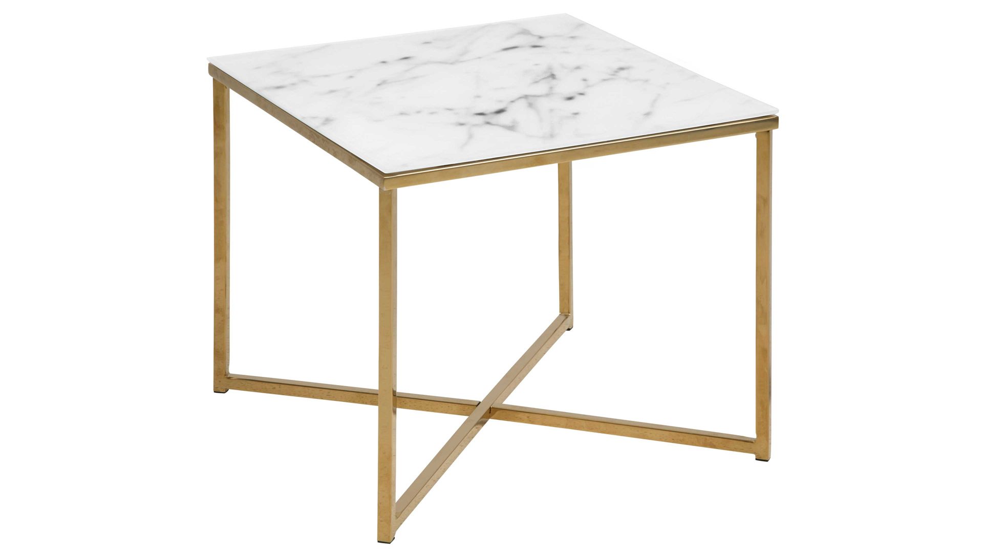 Couchtisch Actona group a/s aus MDF in Weiß Couchtisch - Wohnzimmertisch Alisma Weiß & Gold – ca. 50 x 50 cm