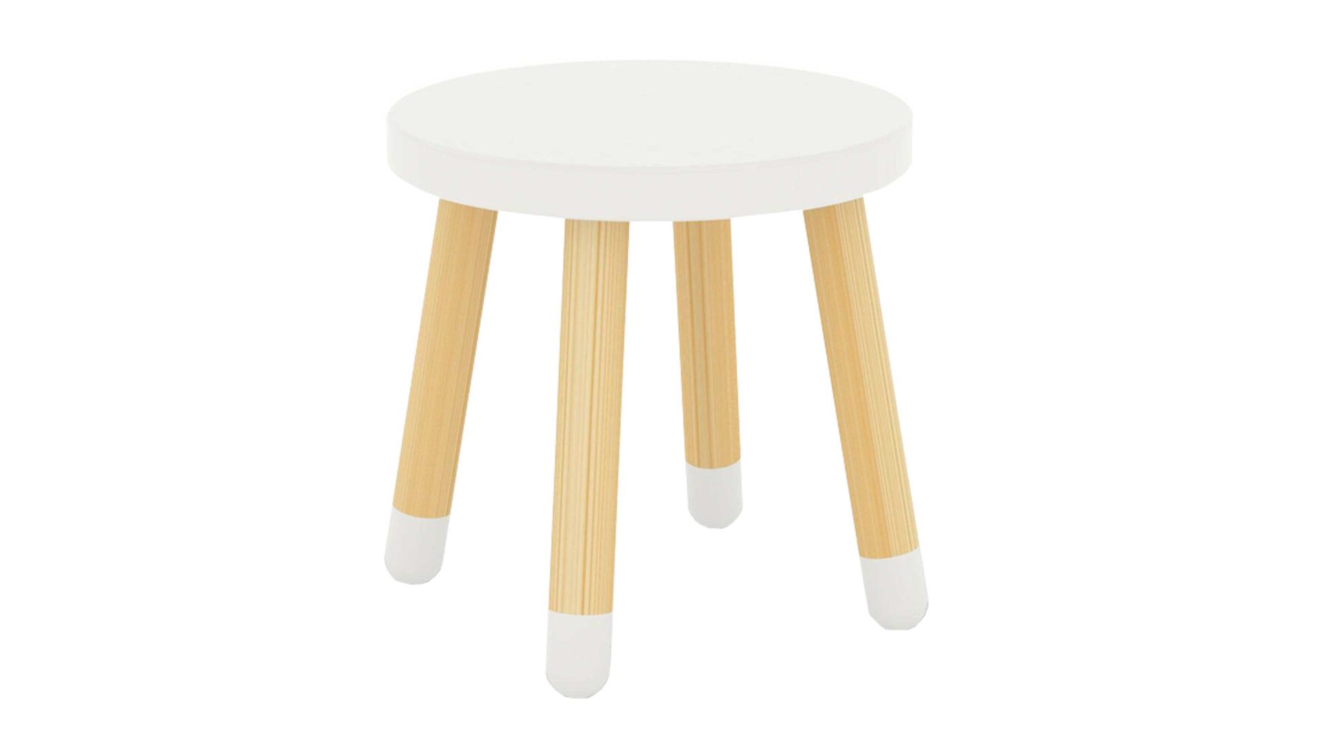 Holzhocker Flexa® aus Holz in Weiß FLEXA® Kinderhocker bzw. Kinderstuhl Play mattweiß lackierter Sitz & Eschenholzfüße - Durchmesser ca. 30 cm