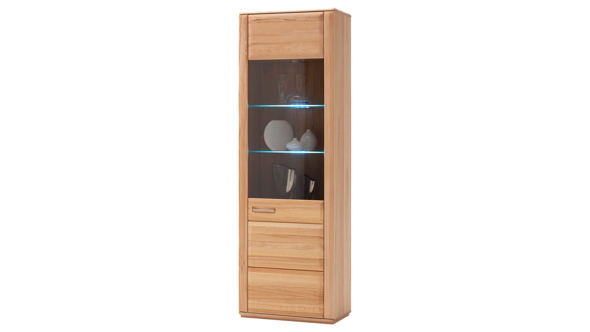 Vitrine Mca direkt aus Holz in Holzfarben Wohnprogramm Sena - Vitrinenschrank als Wohnzimmermöbel geölte Kernbuche – eine Tür