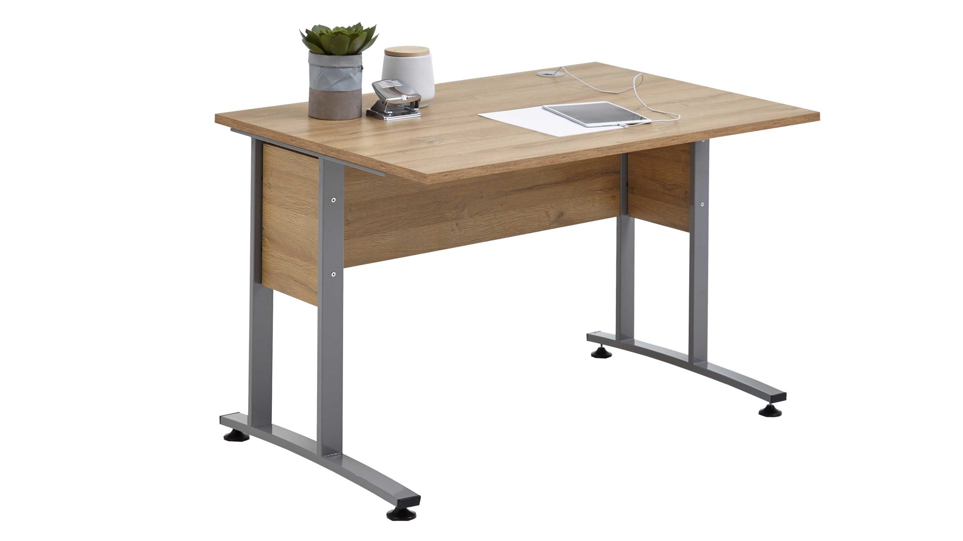 Schreibtisch Fmd furniture aus Holz in Holzfarben Schreibtisch Calvia 1 als Büromöbel Alteiche – Länge ca. 120 cm