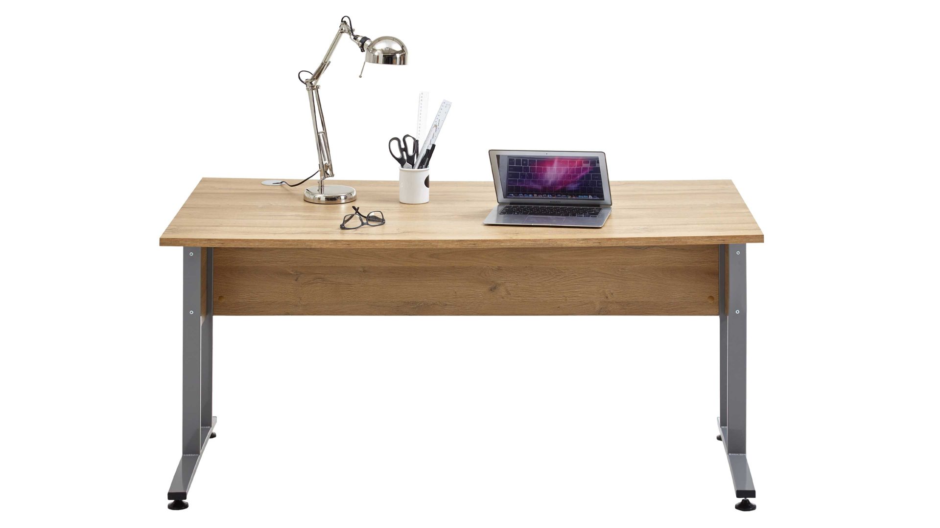 Schreibtisch Fmd furniture aus Holz in Holzfarben Schreibtisch Calvia 2 als Büromöbel Alteiche – Länge ca. 160 cm