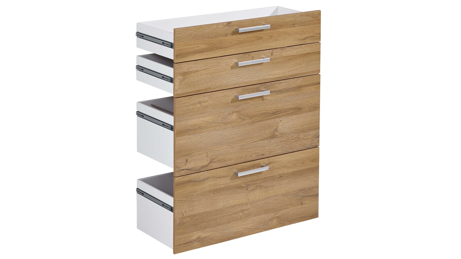 Schubladen-Set Fmd furniture aus Holz in Holzfarben Schubladen-Set Calvia 14 Alteiche – vier Schubladen