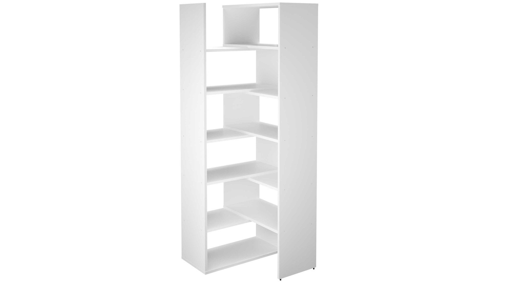 Eckregal Fmd furniture aus Holz in Weiß Eckverbindungs-Regal Calvia 9 Brillantweiß - Höhe ca. 222 cm