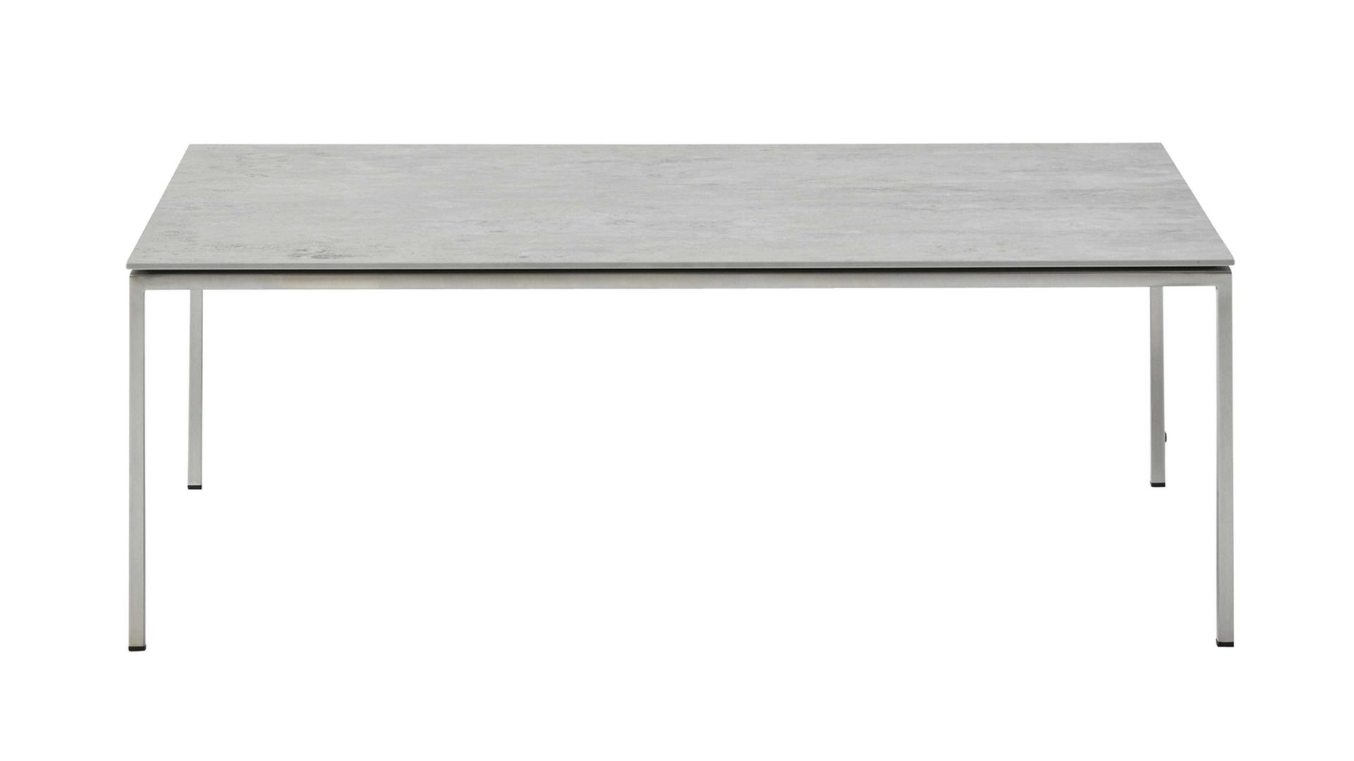 Couchtisch Interliving aus Keramik in Hellgrau Interliving Couchtisch Serie 6201 bzw. Wohnzimmertisch ca. 100 x 35 x 60 cm - Beton & Edelstahl