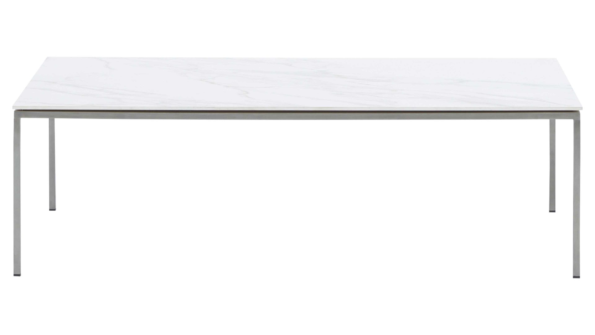 Couchtisch Interliving aus Keramik in Weiß Interliving Couchtisch Serie 6201 - Wohnzimmertisch ca. 115 x 42 x 70 cm - Carrara & Edelstahl