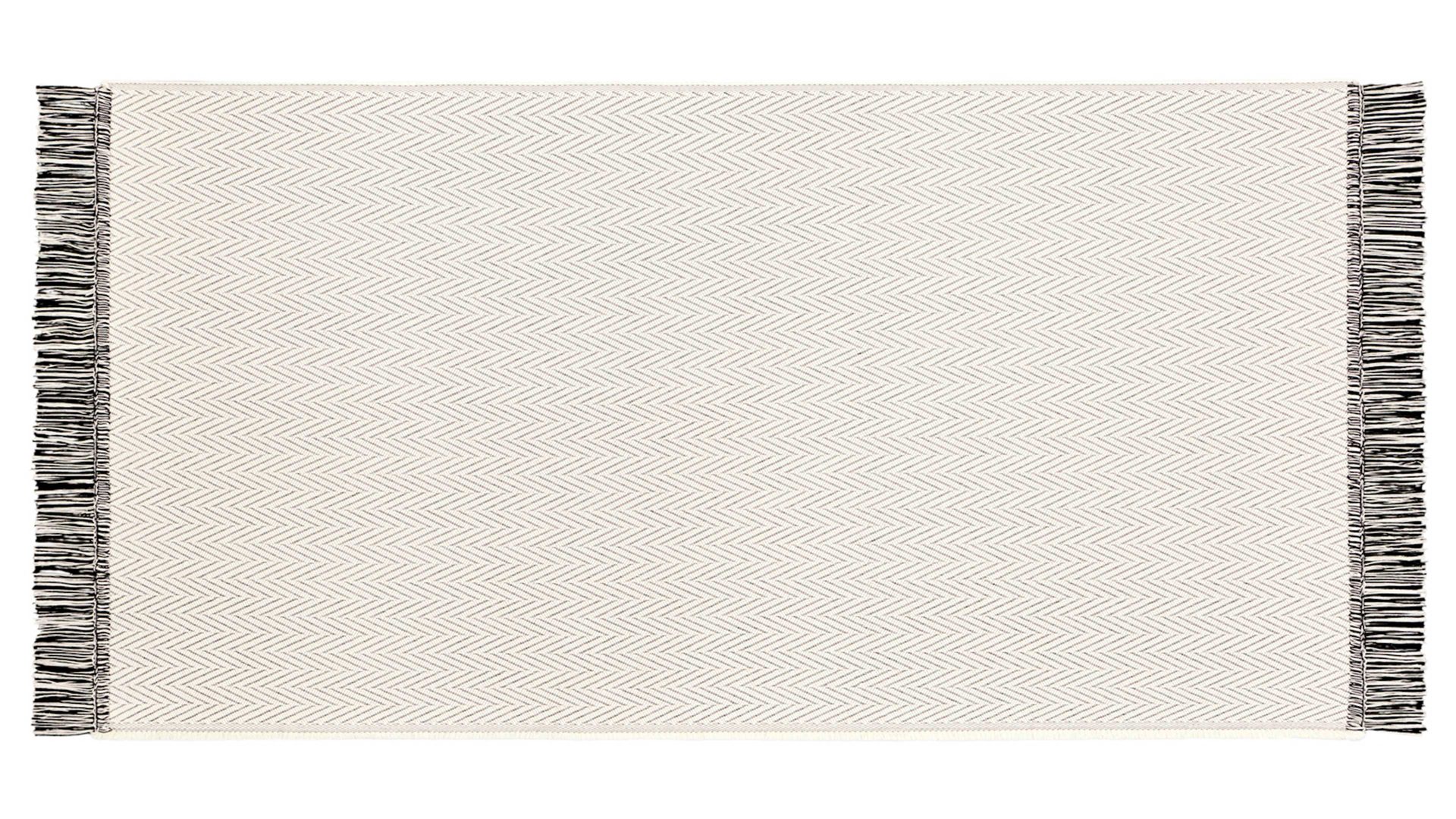 Webteppich Biederlack aus Mischgewebe in Weiß biederlack Teppich Casa ZigZag ZickZackmuster – ca. 80 x 180 cm