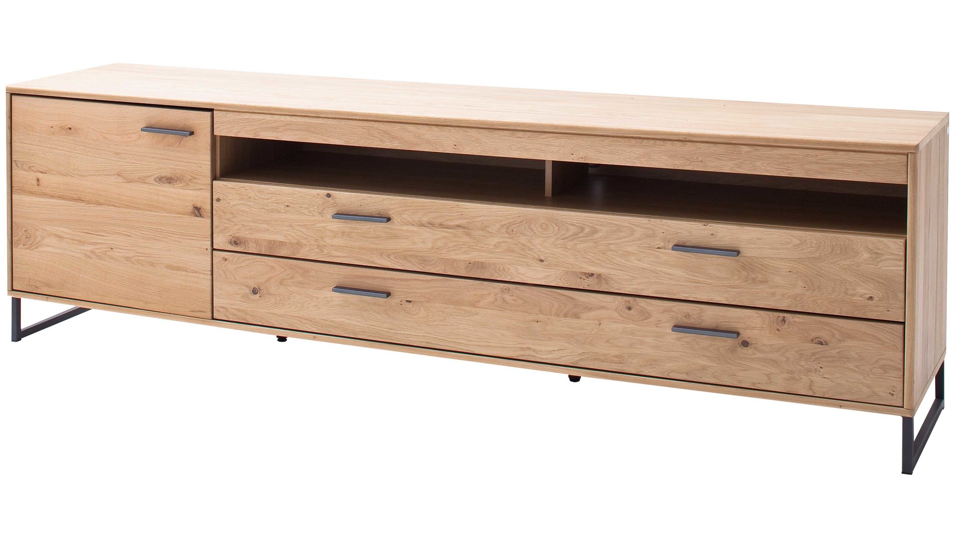 Medienmöbel Mca furniture aus Holz in Holzfarben Möbelserie Portland - Medienmöbel Bianco geölte Asteiche & Anthrazit – Länge ca. 224 cm