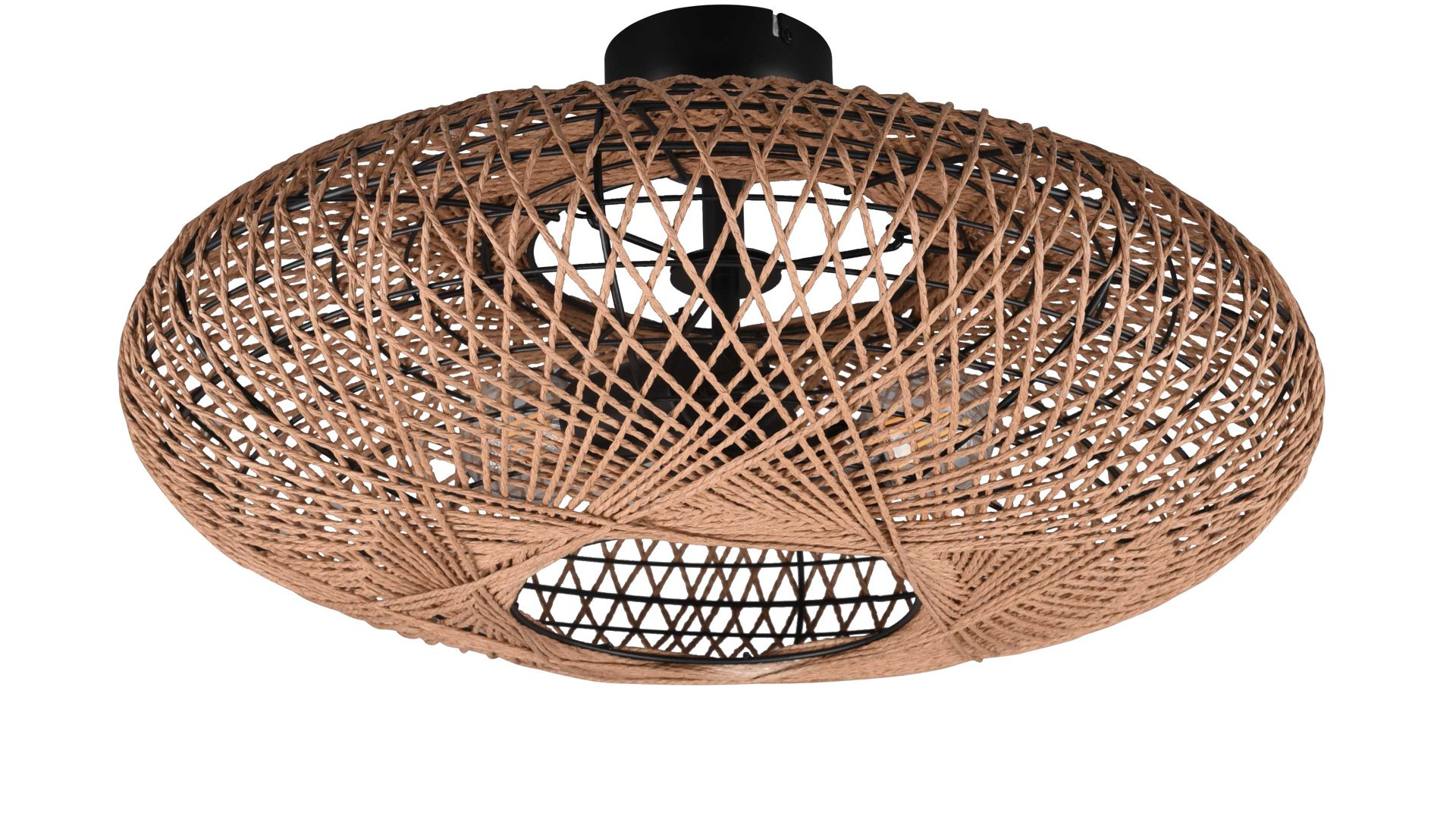 Deckenleuchte Trio leuchten aus Geflecht in Natur Trio Deckenleuchte Hedda schwarz matt & Sisal - Durchmesser ca. 52 cm