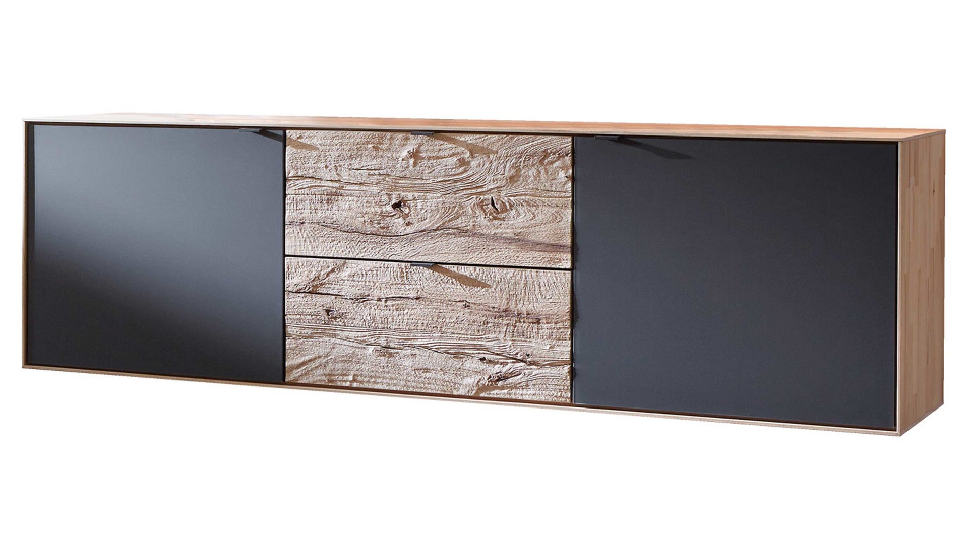 Sideboard Hartmann aus Holz in Holzfarben hartmann Wohnprogramm Talis - Sideboard bzw. Kommode Talis Riffbuche & Anthrazit – zwei Türen, zwei Schubladen, Breite ca. 204 cm