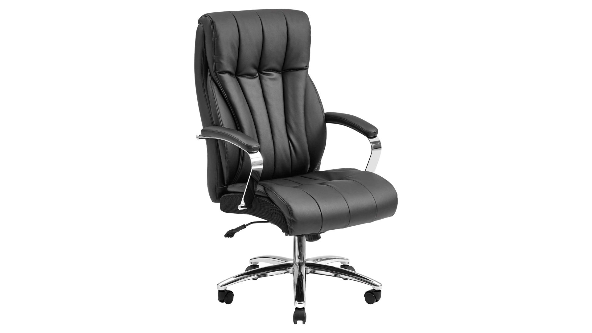 Chefsessel Duo collection aus Stoff in Schwarz Chefsessel Jake bzw. Bürostuhl schwarzes Kunstleder & verchromtes Drehkreuz