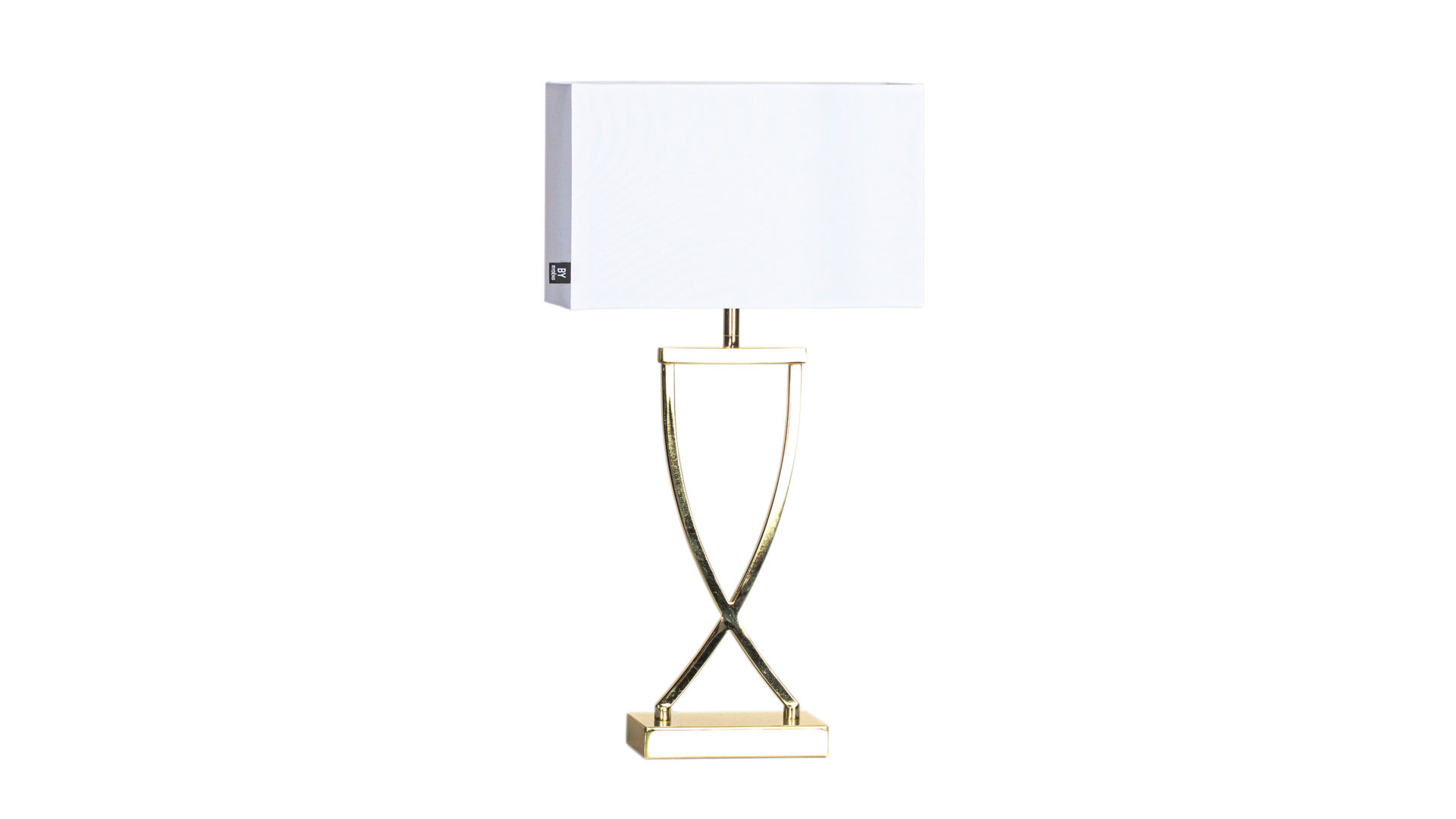 Tischleuchte By rydens aus Textil in Metallfarben BY RYDÉNS Leuchten Serie Omega - Tischleuchte Weiß & Messing- Höhe ca. 52 cm