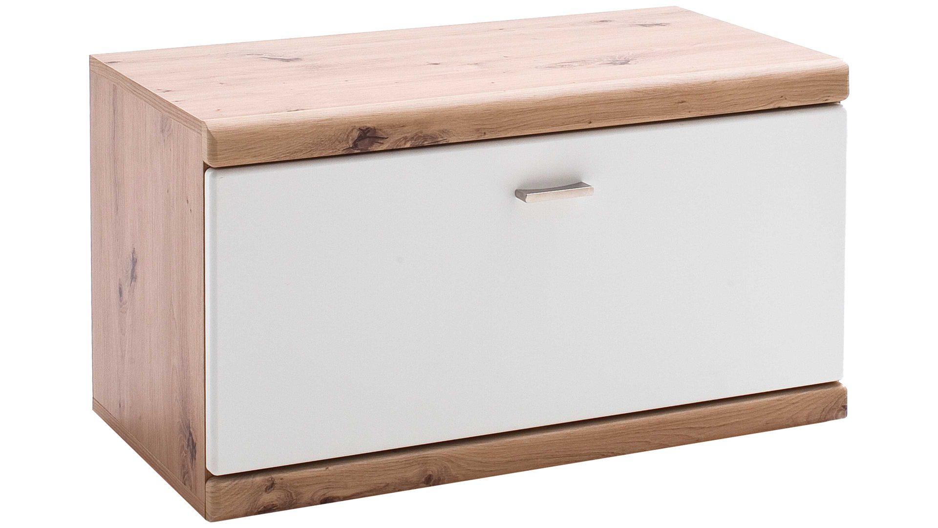 Garderobenbank Mca furniture aus Holz in Weiß Garderobenbank Torino Weiß & Balkeneiche – eine Klappe