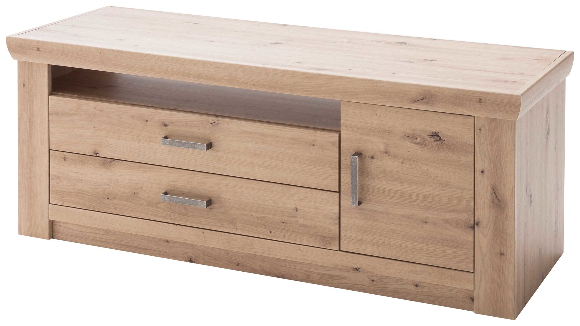Lowboard Mca furniture aus Holz in Holzfarben Wohnprogramm Meran - TV-Lowboard Balkeneiche - zwei Schubladen, eine Tür, Länge ca. 144 cm