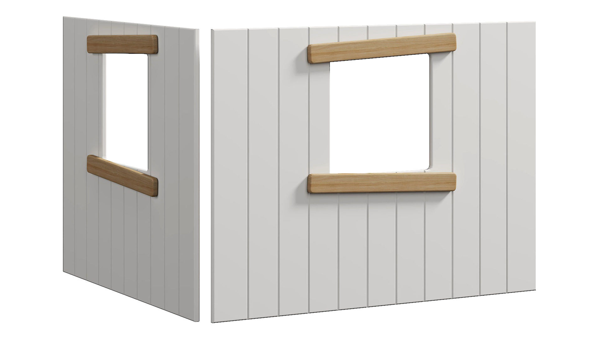 Spielbett-Zubehör Flexa® aus Holz in Weiß FLEXA® Kindermöbel Serie Nor - Baumhaus-Bettenfront Weiß & Eiche - zwei Fenster
