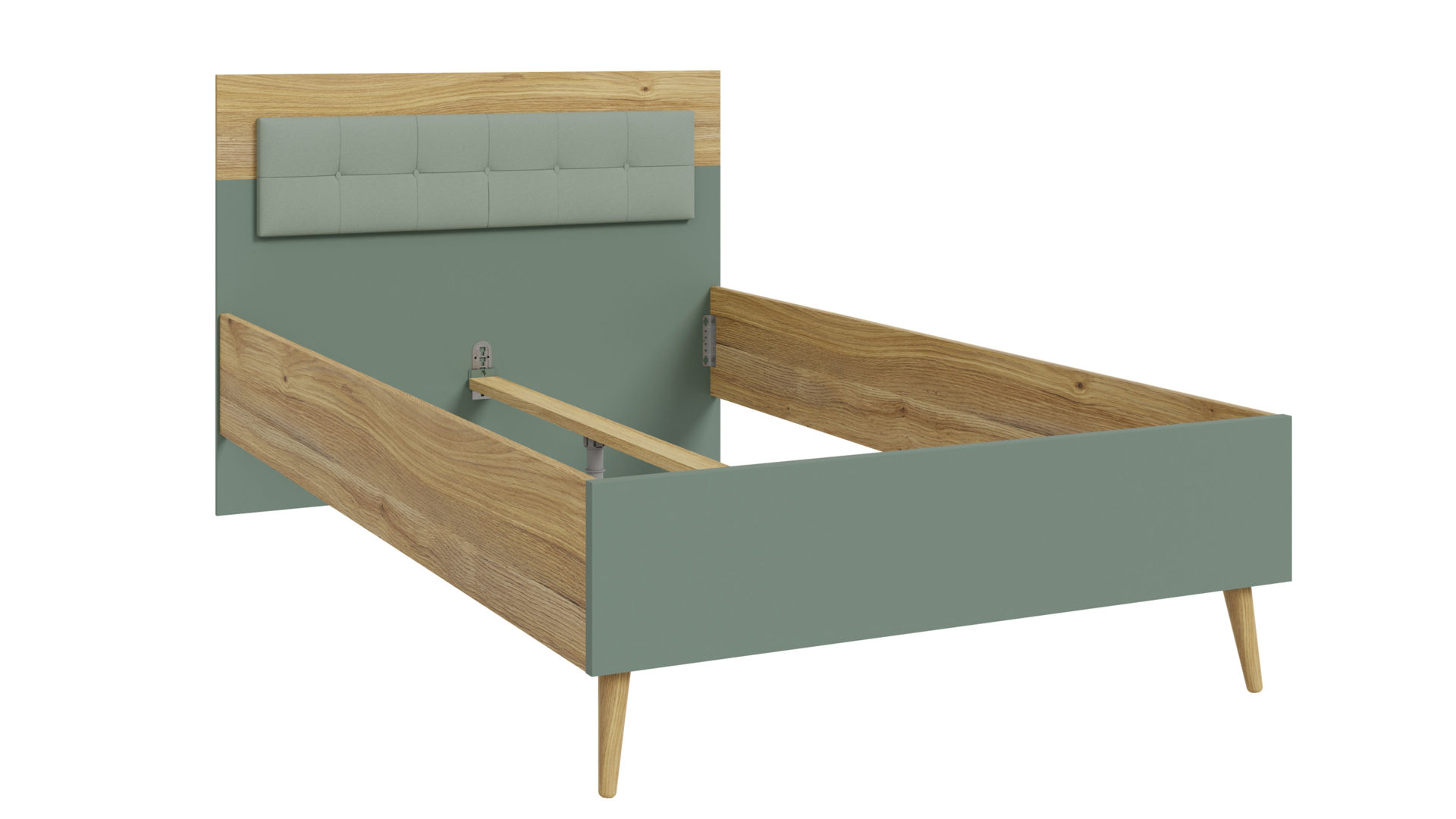 Bettgestell Forte® aus Holz in Grün Jugendprogramm Whenua Young Room - Bettgestell Salbei Grün & Mauvella Eiche – Liegefläche ca. 120 x 200 cm