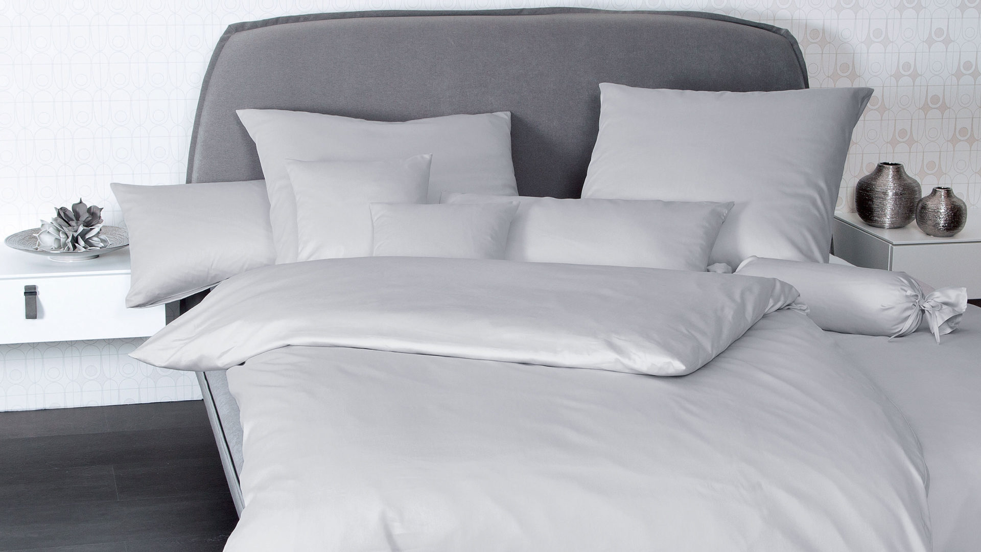 Bettwäsche-Set Janine® aus Naturfaser in Hellgrau Janine® Bettwäsche-Set Platin - ca. 155 x 220 cm