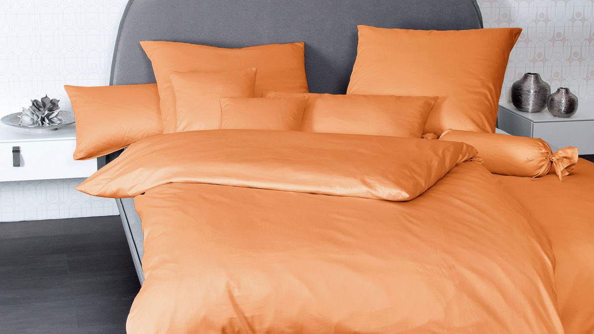 Bettwäsche-Set Janine® aus Naturfaser in Orange Janine® Bettwäsche-Set Orange - ca. 155 x 220 cm