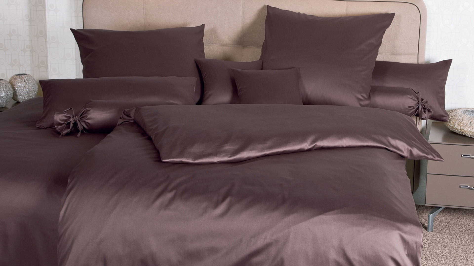 Bettwäsche-Set Janine® aus Naturfaser in Dunkelbraun Janine® Bettwäsche-Set Schoko - ca. 135 x 200 cm