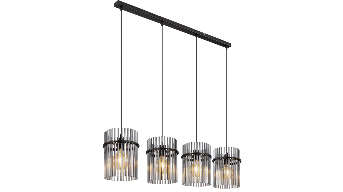 Pendelleuchte Globo lighting aus Glas in Schwarz GLOBO Hängeleuchte Gorley rauchfarbenes Glas & Metall – Länge ca. 110 cm