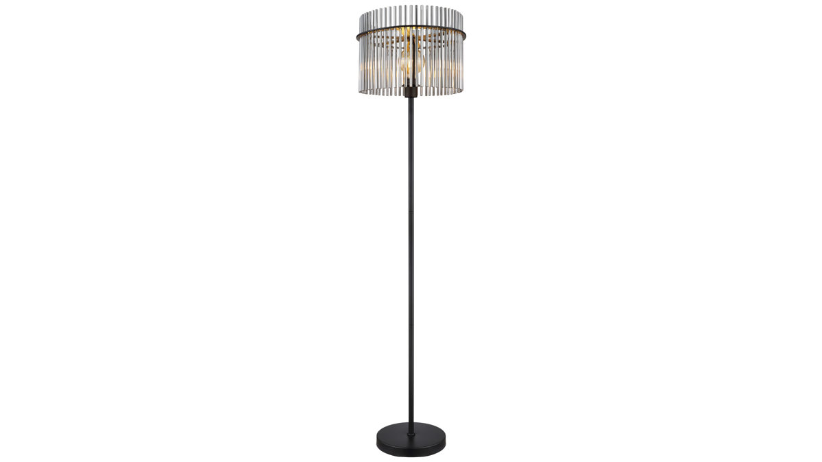 Stehleuchte Globo lighting aus Glas in Schwarz GLOBO Stehleuchte Gorley rauchfarbenes Glas & Metall – Höhe ca. 152 cm