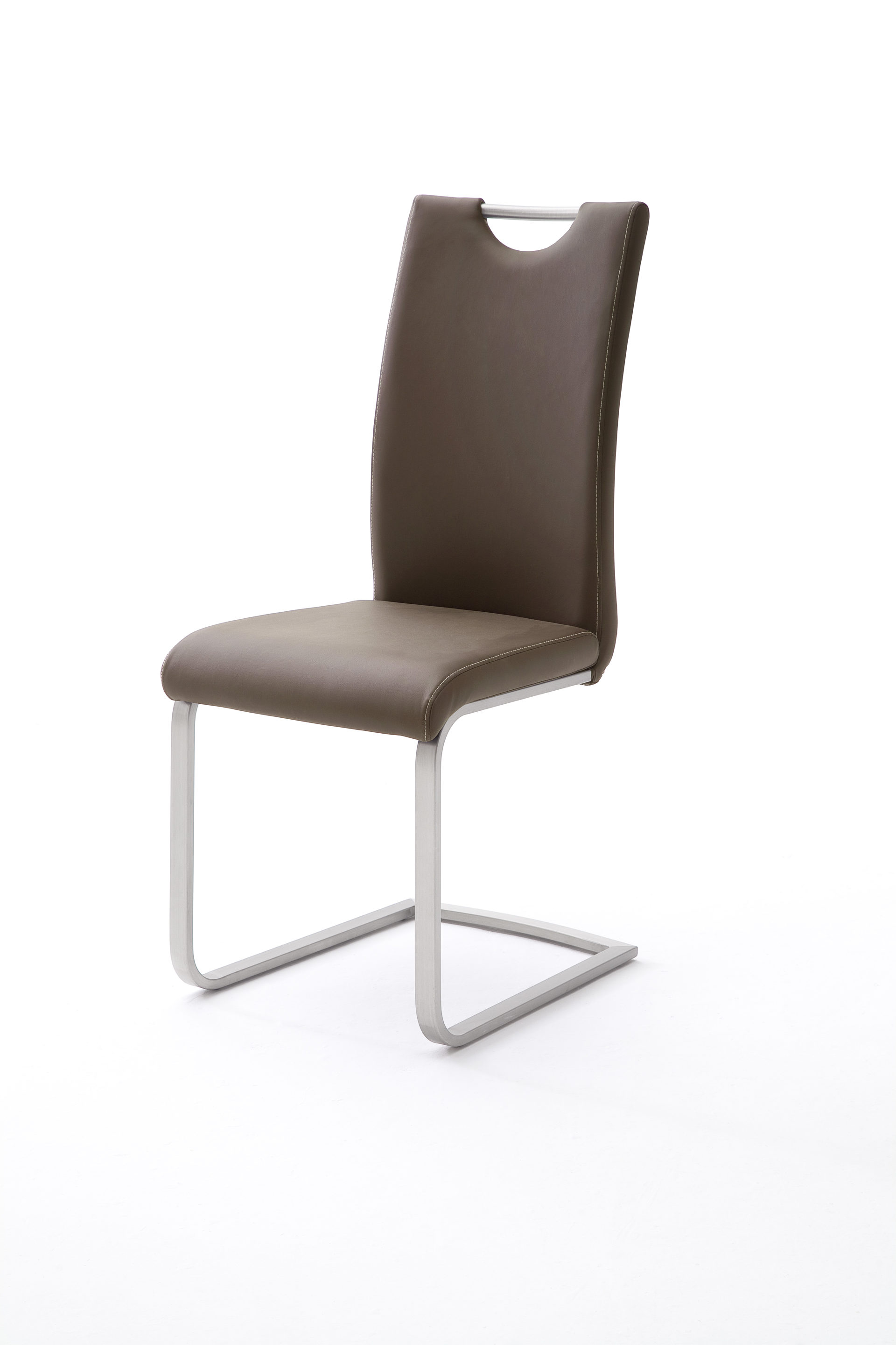 Schwingstuhl Mca furniture aus Kunstleder in Braun Schwingstuhl braunes Kunstleder 10BX & Edelstahl