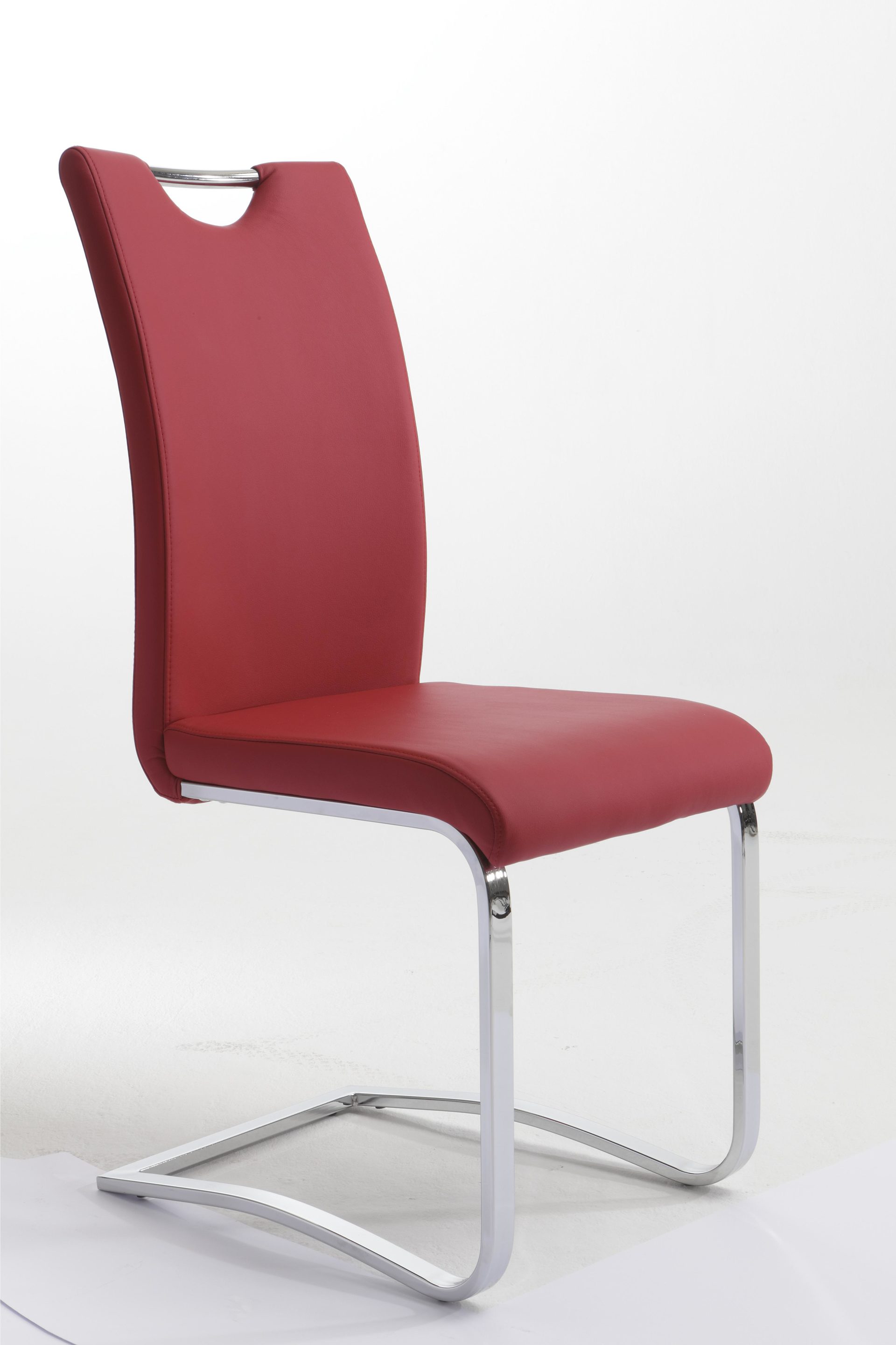 Schwingstuhl Mca furniture aus Stoff in Rot Schwingstuhl - Freischwinger bordeauxfarbenes Kunstleder BO & verchromtes Gestell