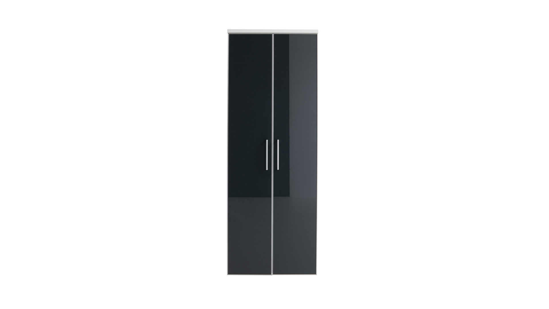 Garderobenschrank Voss möebel aus Glas in Grau VOSS MÖBEL Garderobenschrank bzw. Hängeschrank Ventina weiße Lackoberflächen & anthrazitfarbenes Glas – zwei Türen