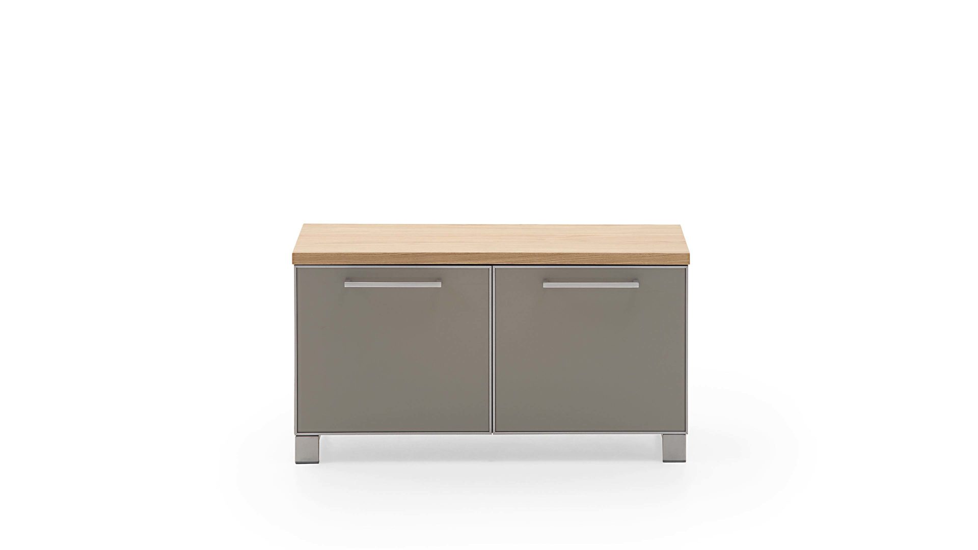 Garderobenbank Voss möebel aus Glas in Braun VOSS MÖBEL Garderobenbank Santina als moderner Flurschrank  Eiche Bianco & taupefarbenes Glas – zweitürig