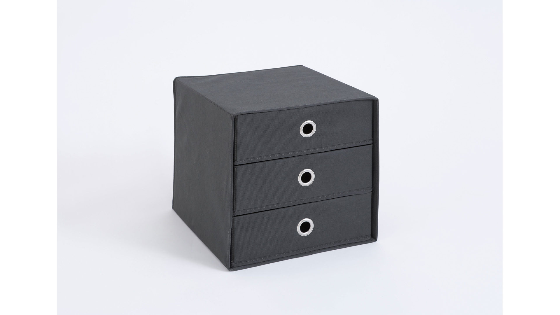 Faltbox Fmd furniture aus Stoff in Grau Faltbox mit drei Schubladen anthrazitfarbenes, verstärktes Vlies - drei Schubladen, ca. 32 x 32 cm