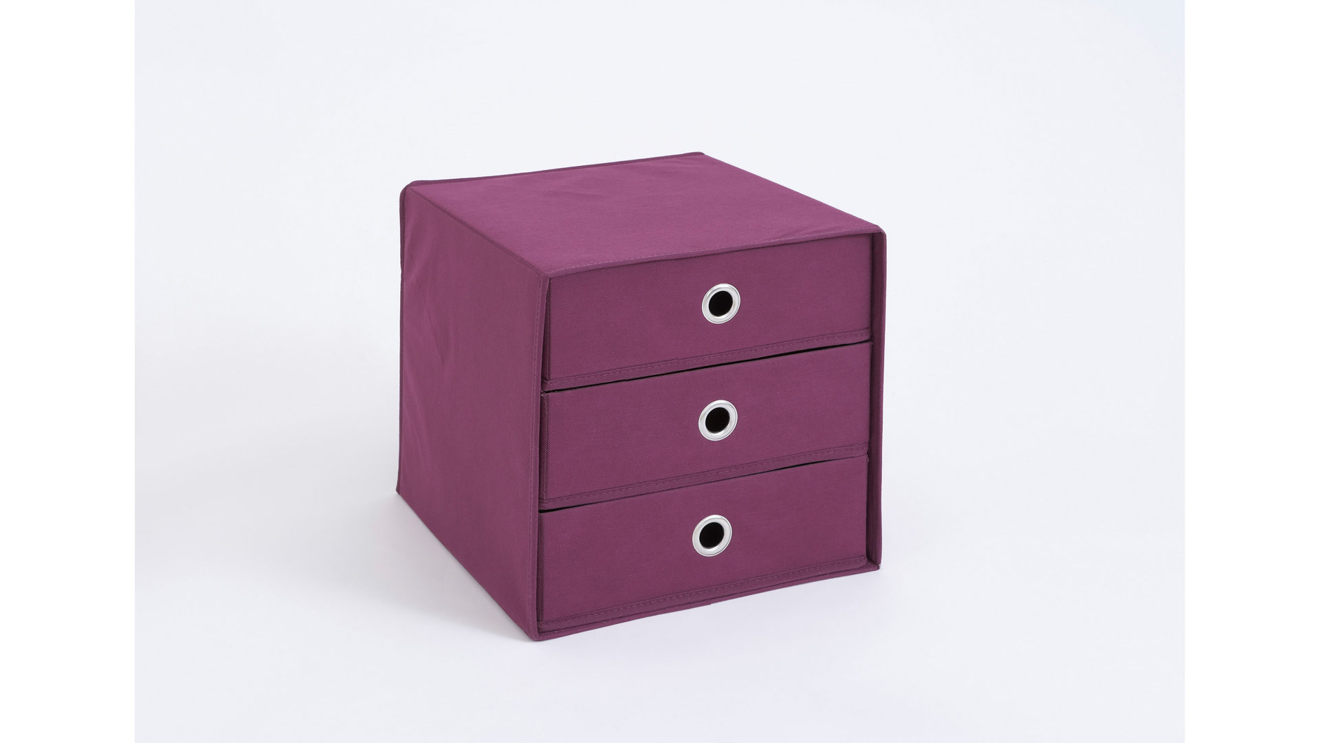 Faltbox Fmd furniture aus Stoff in Lila Faltbox mit drei Schubladen lilafarbenes, verstärktes Vlies - drei Schubladen, ca. 32 x 32 cm