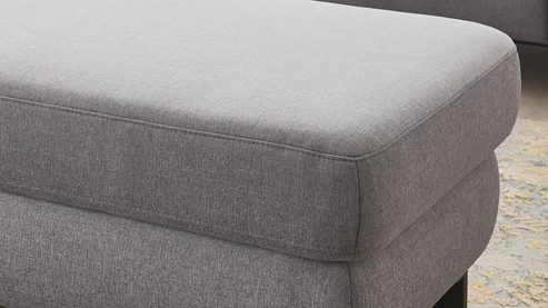 Polsterhocker SOFAkultur aus Stoff in Grau SOFAkultur Programm SK 239 - XXL-Hocker platingrauer Bezug Easy Care & schwarze Metallfüße 893 - ca. 122 x 66 cm