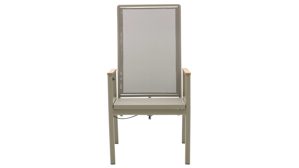 Gartenstuhl /-sessel Interliving aus Metall in Beige Interliving Gartenmöbel Serie 7014 - Gartenstuhl mit Relaxfunktion beiges TEXTILENE®, Teak & taupefarbenes Aluminium