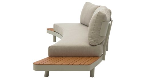 Gartensofa Interliving aus Metall in Beige Interliving Gartenmöbel Serie 7015 - Loungesofa beiges Olefin, Teakholz & taupefarbenes  Aluminium