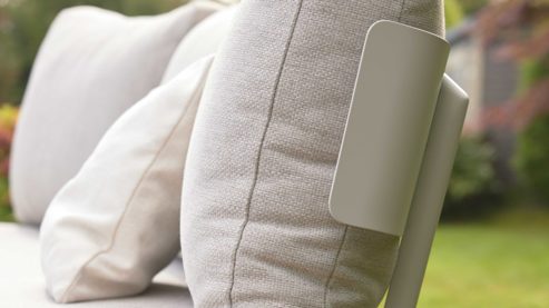 Gartensofa Interliving aus Metall in Beige Interliving Gartenmöbel Serie 7015 - Loungesofa beiges Olefin, Teakholz & taupefarbenes  Aluminium