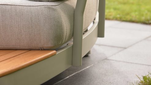 Gartensofa Interliving aus Metall in Beige Interliving Gartenmöbel Serie 7015 - Loungesofa beiges Olefin, Teakholz & taupefarbenes  Aluminium