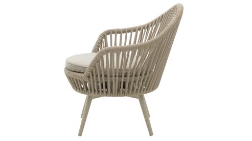 Gartenstuhl /-sessel Interliving aus Kunstfaser in Beige Interliving Gartenmöbel Serie 7015 - drehbarer Diningsessel beiger Olefinbezug & Rope, taupefarbenes Aluminium