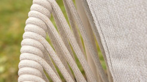 Gartenstuhl /-sessel Interliving aus Kunstfaser in Beige Interliving Gartenmöbel Serie 7015 - drehbarer Diningsessel beiger Olefinbezug & Rope, taupefarbenes Aluminium