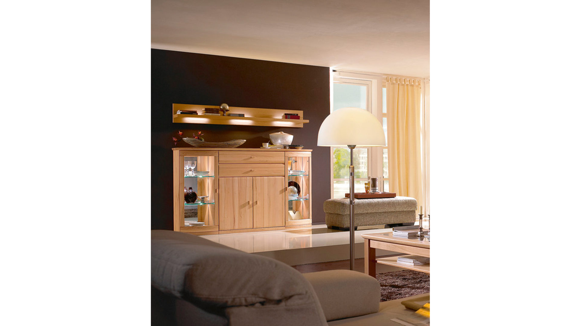 Wandregal Rietberger möbelwerke | rmw aus Holz in Holzfarben Vermont Wandboard Eiche sand – Länge ca. 180 cm