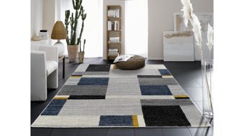 Webteppich Oci aus Kunstfaser in Blau Webteppich Castle Beppo für Ihre Wohnaccessoires blaue, graue & gelbe Kunstfaser – ca. 160 x 230 cm