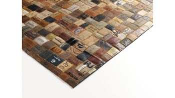 Lederteppich Oci aus Leder in Braun Lederteppich Labelstar für Ihre Wohnaccessoires multicolorfarbene Jeanslabel – ca. 170 x 240 cm