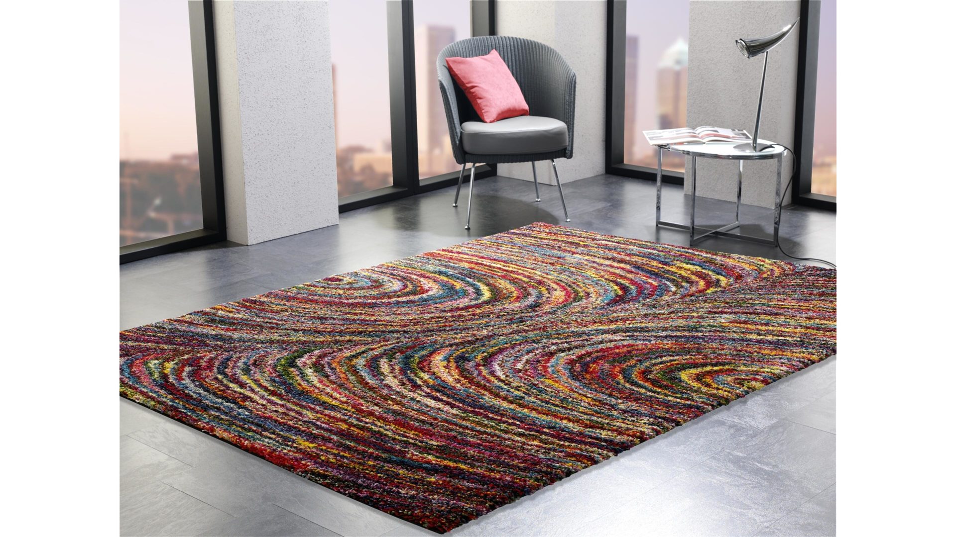 Hochflorteppich Oci aus Kunstfaser in Mehrfarbig Hochflorteppich Sixteen Face multicolorfarbene Kunstfaser – ca. 140 x 200 cm