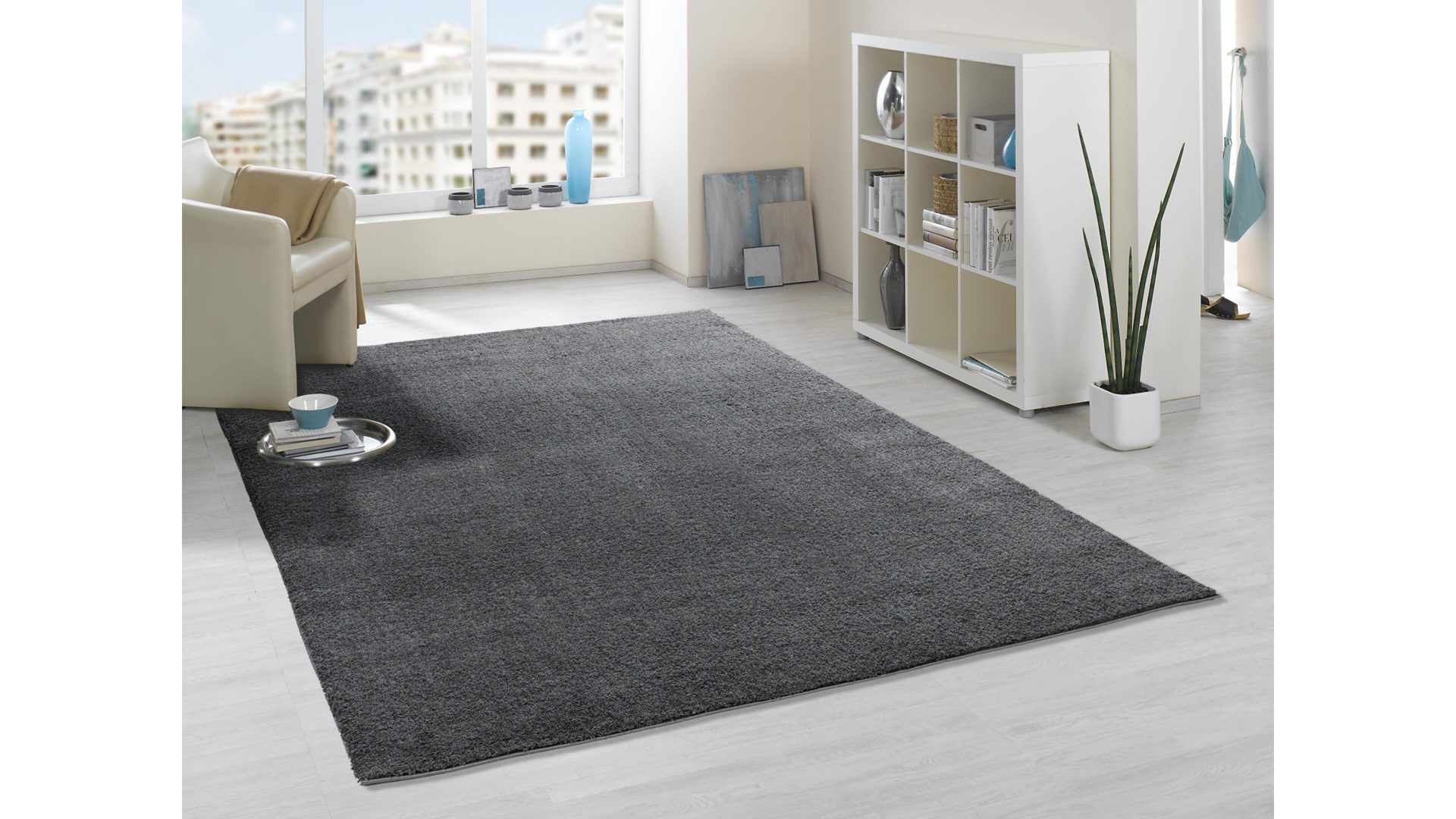 Hochflorteppich Oci aus Kunstfaser in Schwarz Hochflorteppich Soft Dream für Ihre Wohnaccessoires dunkelgraue Kunstfaser – ca. 160 x 230 cm